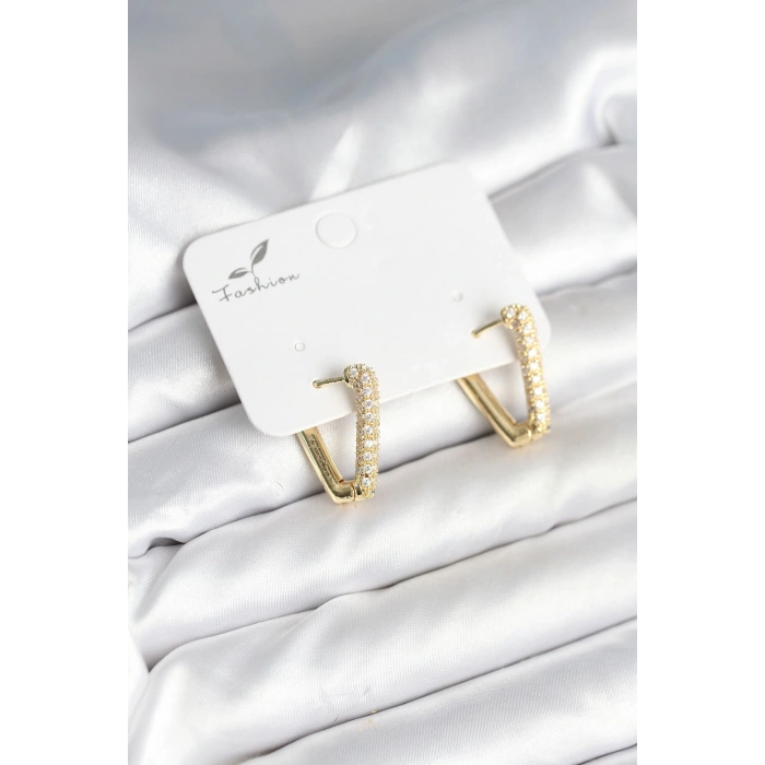 HEYF Üçgen Model Zirkon Taşlı Kadın Küpe