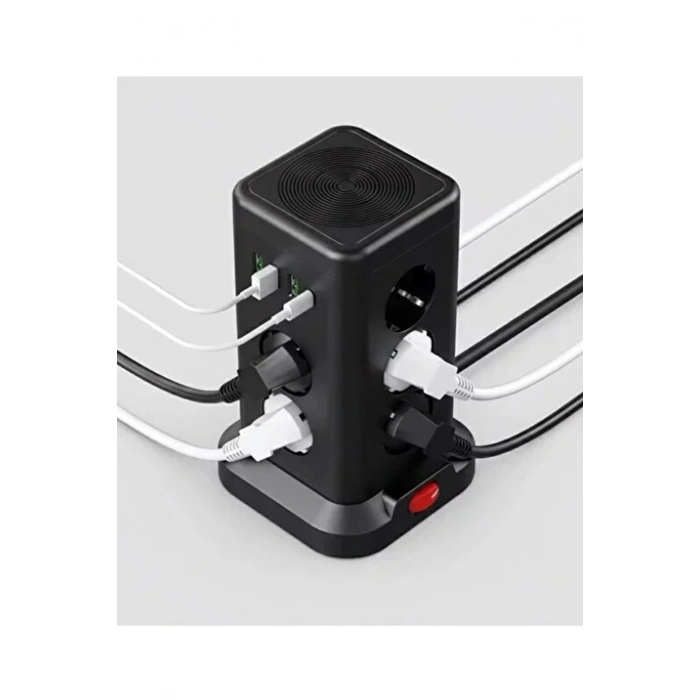 HEYF Wp711 Akım Korumalı Priz Kablosuz Şarj İstasyonu 11x Soket 3x Usb 1xtype-c Kablolu Grup Priz