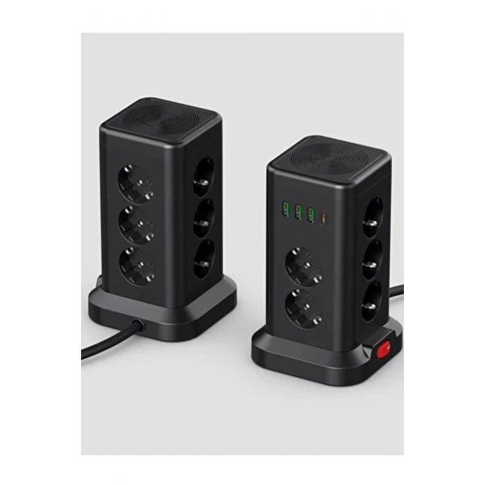 HEYF Wp711 Akım Korumalı Priz Kablosuz Şarj İstasyonu 11x Soket 3x Usb 1xtype-c Kablolu Grup Priz