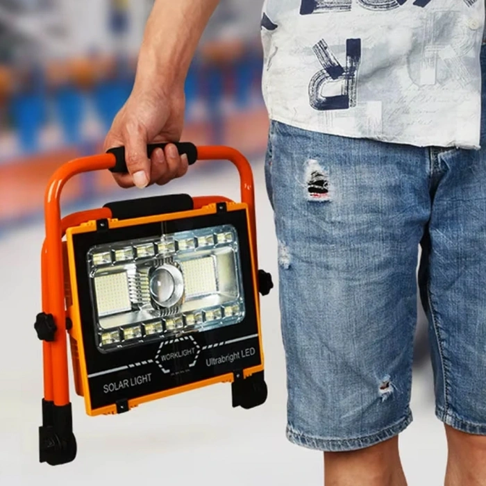 HEYF Wt-734 P70 Led Solar Panel Şarjlı Taşınabilir Projektör (176 Smd + Yan Led)