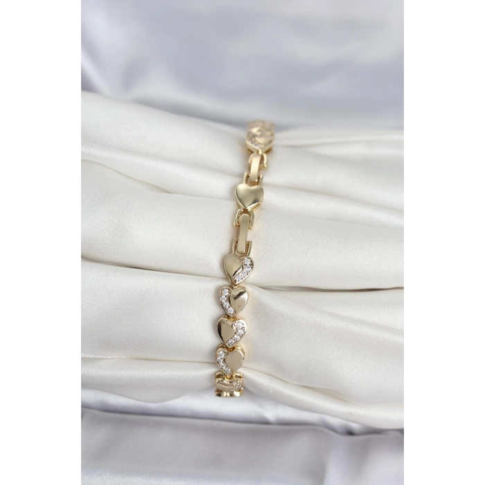 HEYF Xuping Kalp Model Gold Renk Kadın Bileklik