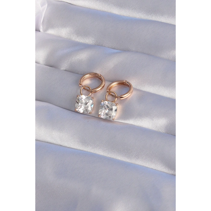 HEYF XUPİNG Rose Renk Zirkon Taşlı Halka Küpe