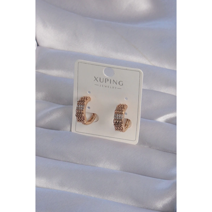 HEYF XUPİNG Rose Renk Zirkon Taşlı İşlemeli Halka Küpe