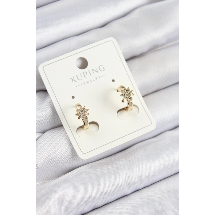 HEYF Xuping Zirkon Taşlı Çiçek Model Gold Renk Kadın Küpe