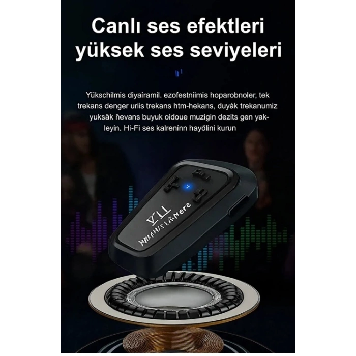 HEYF Y11 Bluetooth Kulaklık Mikrofonlu Motosiklet Kulaklığı İntercom Bt 5.3
