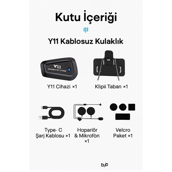 HEYF Y11 Bluetooth Kulaklık Mikrofonlu Motosiklet Kulaklığı İntercom Bt 5.3
