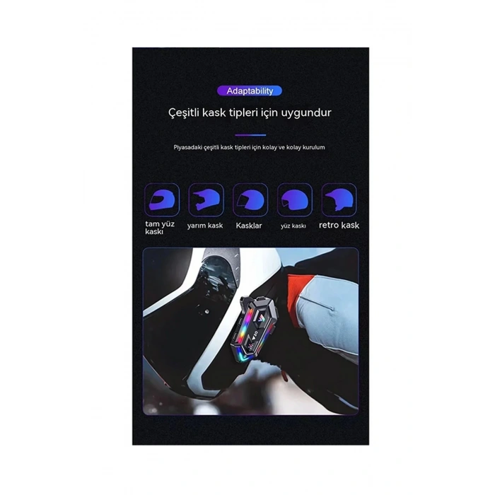 HEYF Y20 Motor Kurye Kask Kulaklık Rgb Modlu Bluetooth Motosiklet Kulaklık 5.3 Bluetooth Interkom