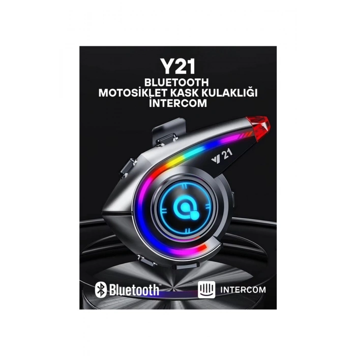 HEYF Y21 Rgb Işık Efektli Intercom Bluetooth Motosiklet Kask Kulaklığı Intercom Kulaklık