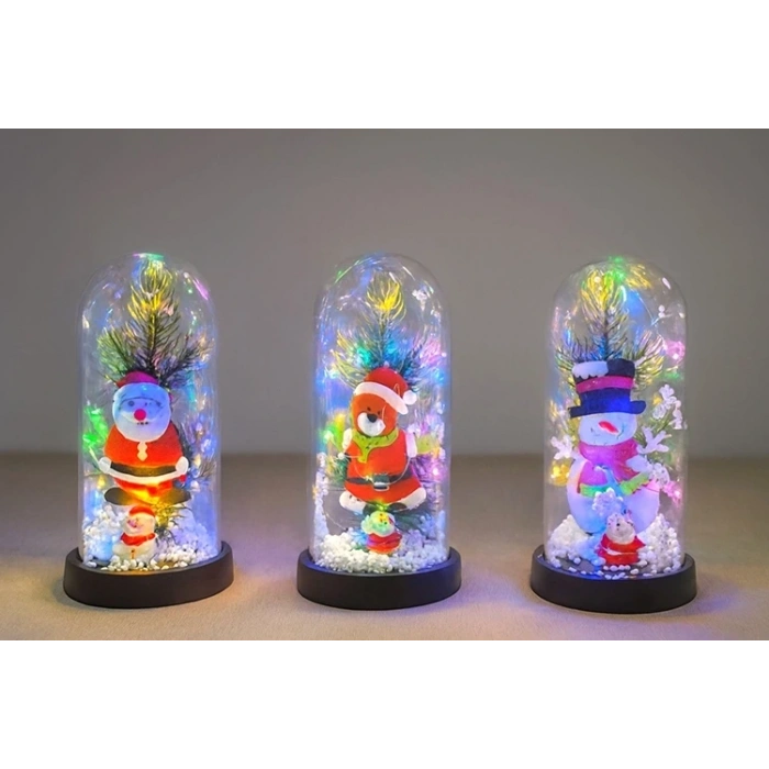 HEYF Yılbaşı Temalı Işıklı  Dekoratif Cam Fanus Alk5075