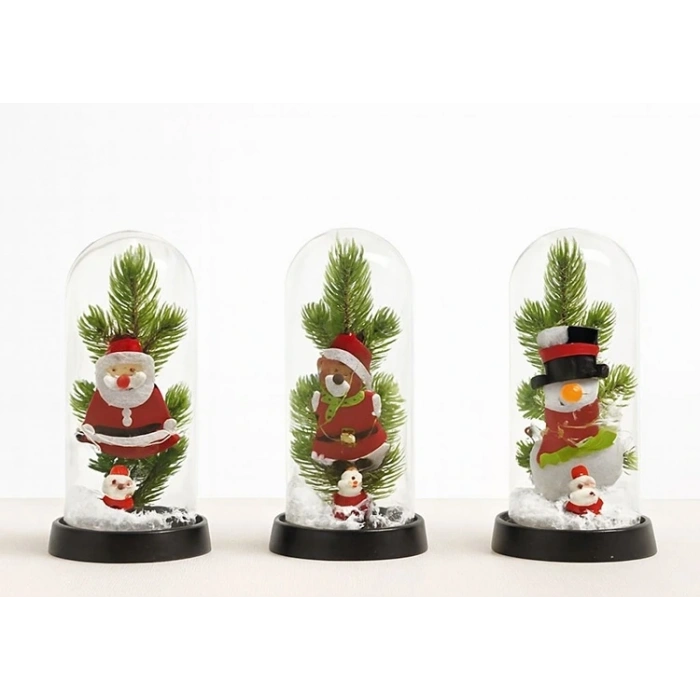 HEYF Yılbaşı Temalı Işıklı  Dekoratif Cam Fanus Alk5075