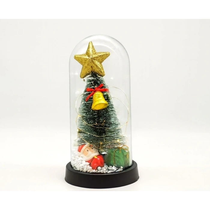 HEYF Yılbaşı Temalı Işıklı  Dekoratif Cam Fanus Alk5078