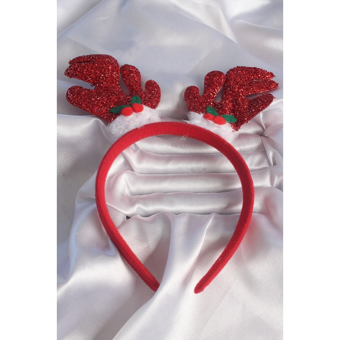 HEYF Yılbaşı Temalı Simli Geyik Boynuzu Figürlü Taç