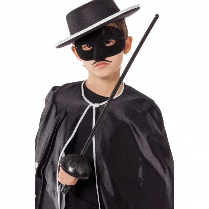 HEYF Zorro Kostüm Plastik Aksesuar Seti – Maske Ve Kılıç (67 Cm)