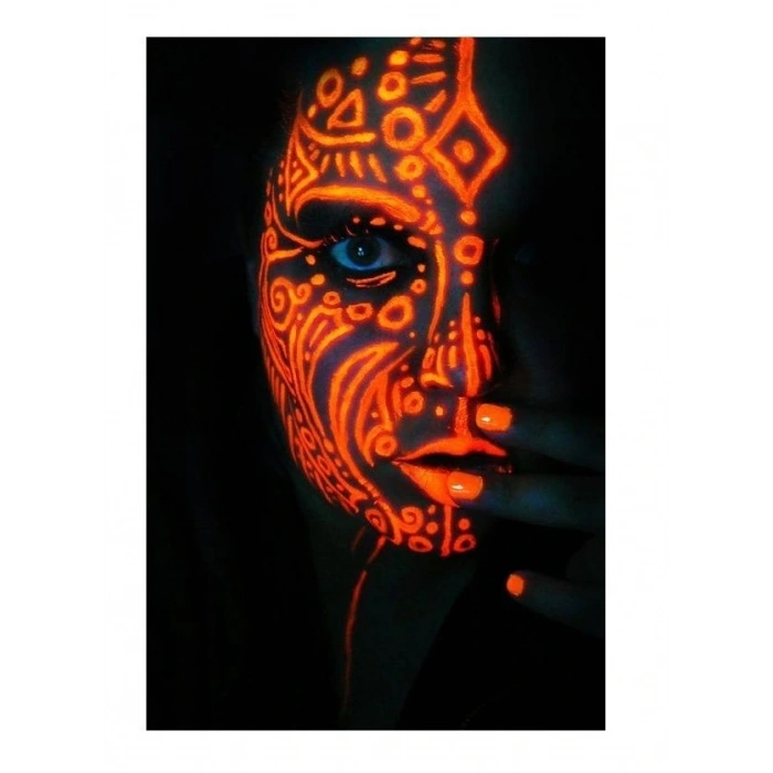 Karanlıkta Parlayan Fosforlu Neonlu Glow Parti Yüz Boyası Vücut Kremi Turuncu Renk