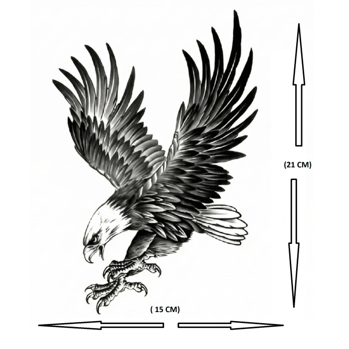 Kartal Geçici Dövme Şablonu Büyük Boy
