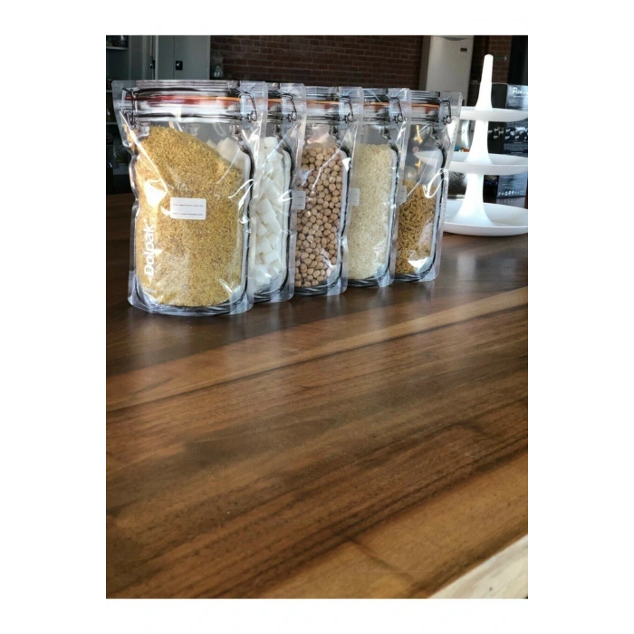 Kavanoz Görünümlü Kilitli Saklama Poşeti Çıtçıtlı Ve Pratik Torba 5 Adet