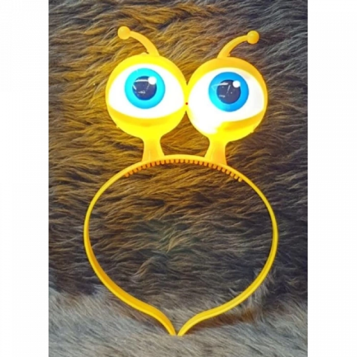Led Işıklı & Pilli Uzaylı Göz Parti Tacı Sarı Renk