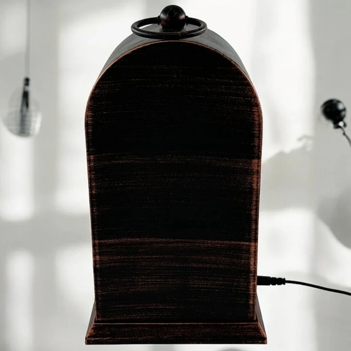 LED Işıklı Siyah Eskitme Şömine Saat