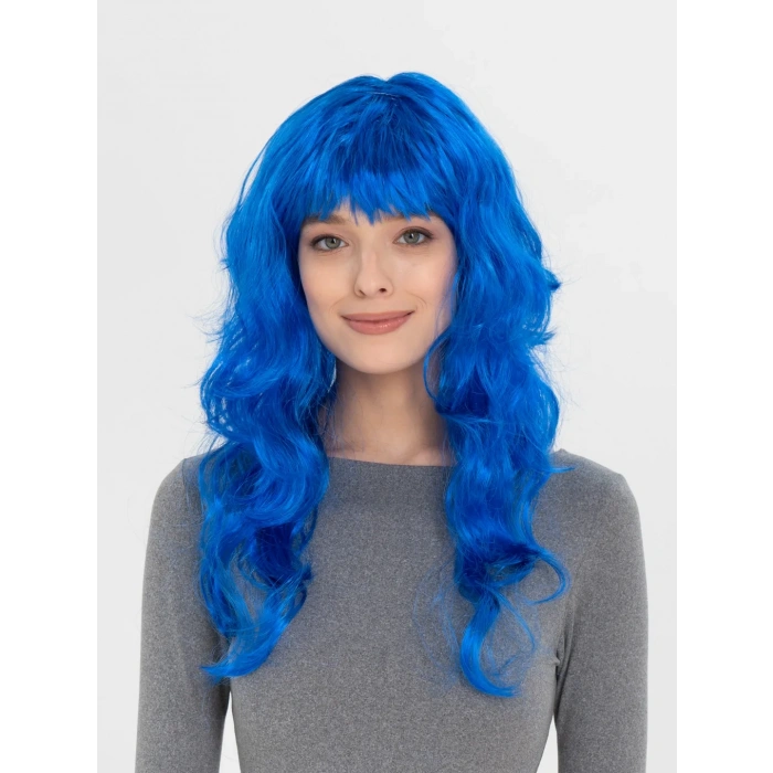 HEYF Mavi Renk Uzun Dalgalı Parti Peruğu