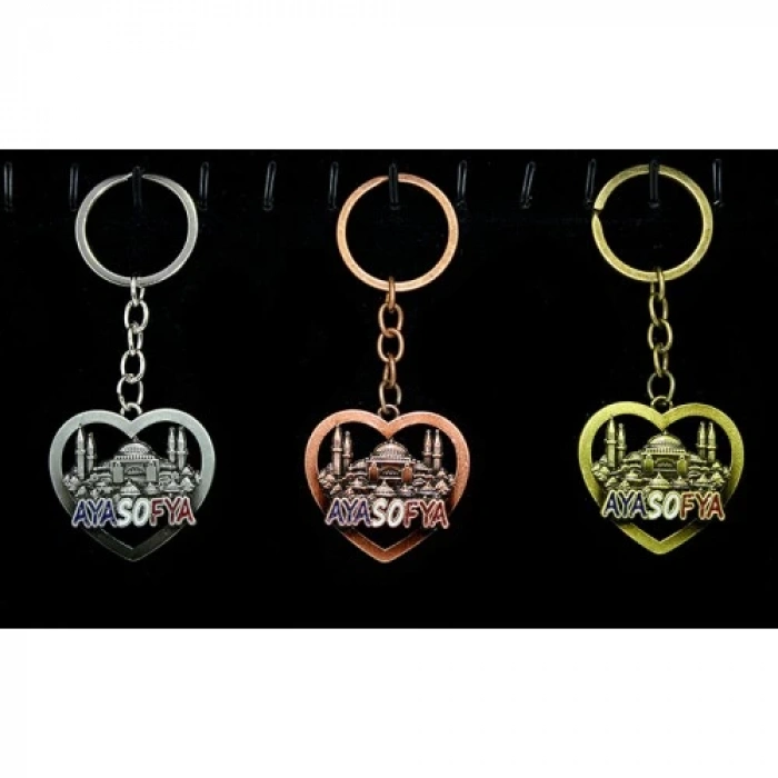 Metal Ayasofya Anahtarlık Kalp Tasarımlı