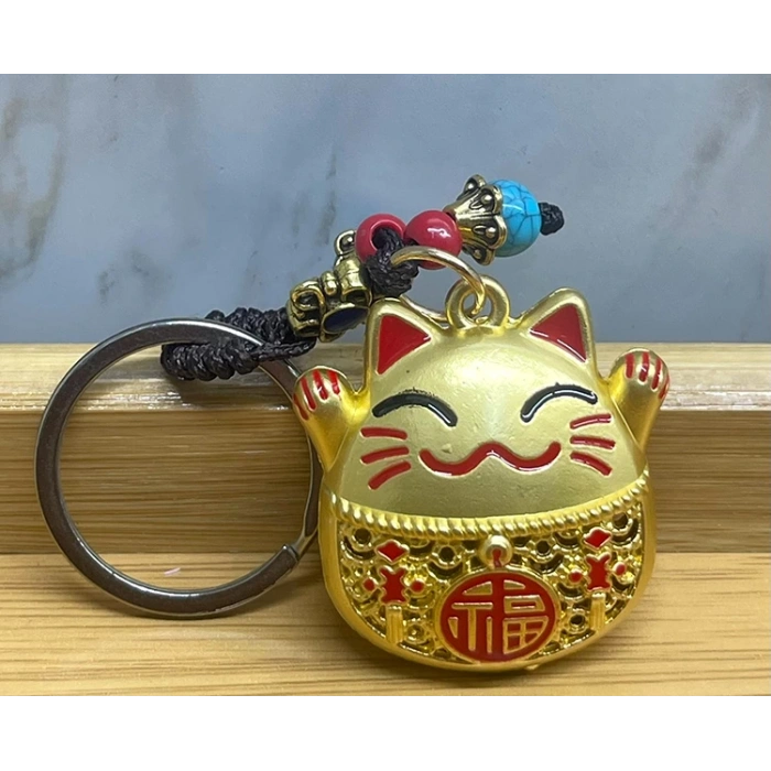 Metal Şans Ve Bereket Kedisi Anahtarlık Model 2