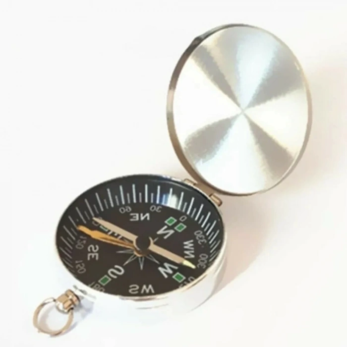 HEYF Mini Taşınabilir  Kapaklı Cep Saati Model Alüminyum İğne Kılıtlı  Pusula G451