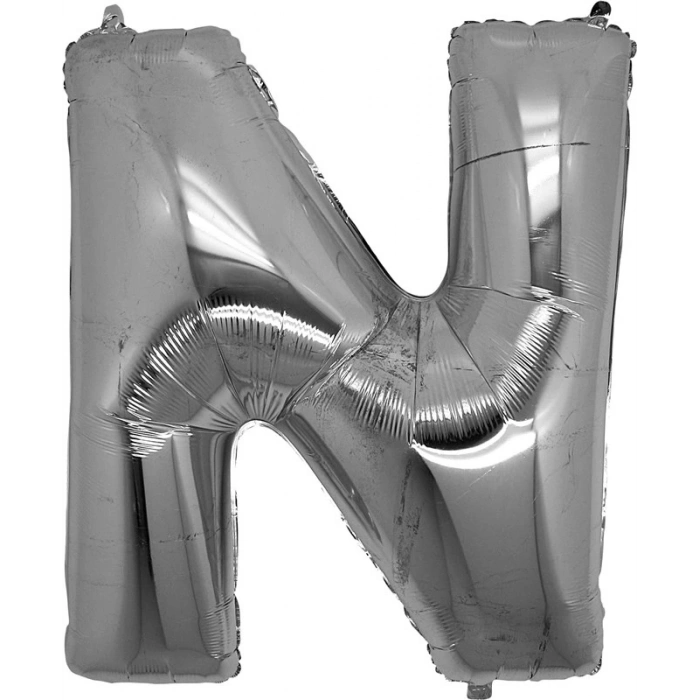 HEYF N Harf Folyo Balon Gümüş Renk  40 İnç