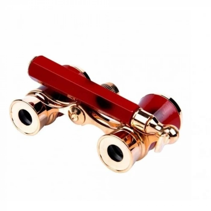 HEYF Nefis Işlemeli, Tiyatro / Opera Dürbünü 3x25 Prinç Metal Kaplamalı Retro Kahverengi