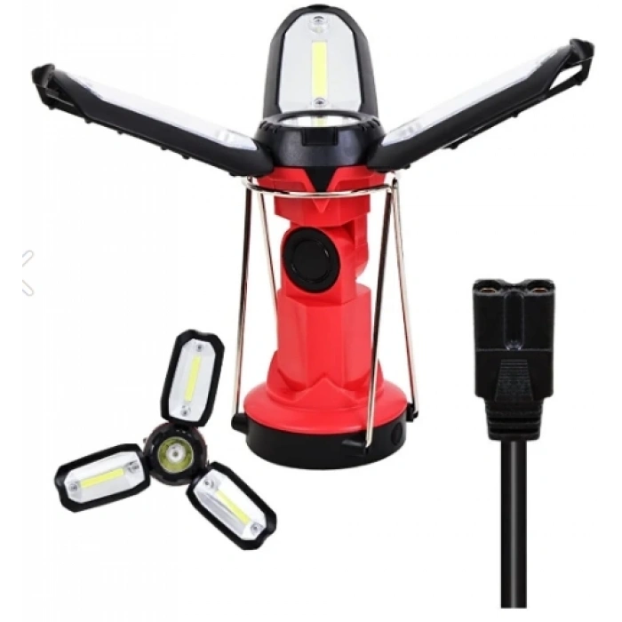 HEYF P-8801 Şarjlı Katlanabilir 3xcob Led+ 3w Led Çok Fonksiyonlu Kamp Feneri