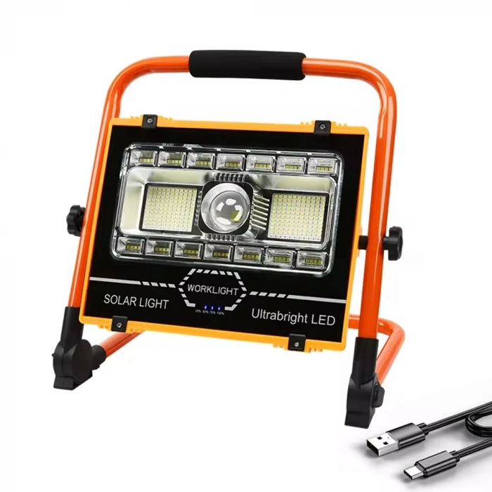 P70 Led Solar Panel Şarjlı Taşınabilir Projektör 176 Smd + Yan Led Wt-734