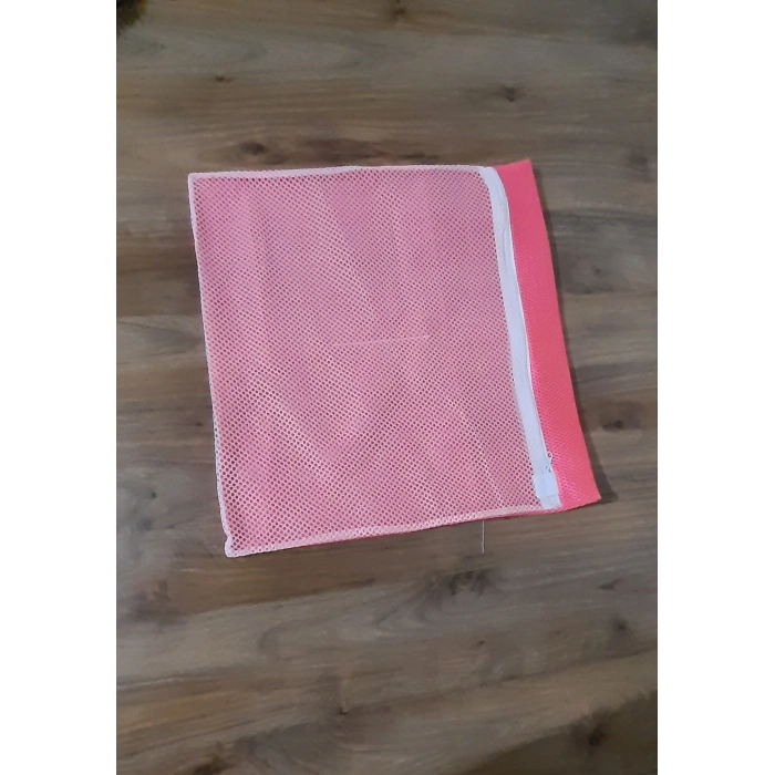 Pembe Fermuarlı - Hassas Çamaşır Terlik  Ayakkabı Yıkama Filesi Büyük Boy