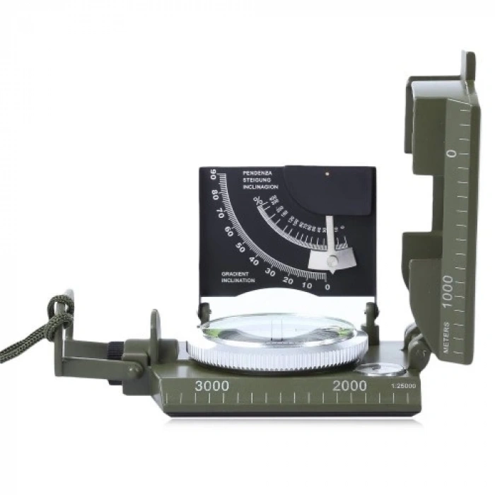 HEYF Prizmatik Suya Dayanıklı Işıltılı Pusula Ile Kılıfı Askeri Ordu Kamp Yürüyüş Seyahat Için Jeoloji Pusula