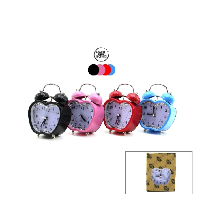 Renkli Kalp Masa Çalar Saati
