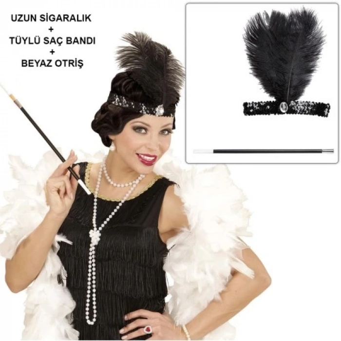 Retro Charliston Aksesuar Seti – Gatsby Kostüm Seti