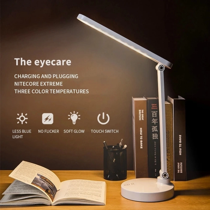 HEYF Şarjlı 40 Led Çalışma Okuma Işığı Kademeli Masa Lambası Ayarlanabilir Renk Tonu Ve Parlaklık Ps-1912