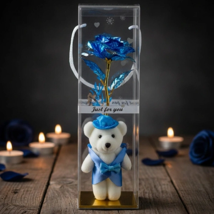 Şeffaf Kutulu Ayıcıklı Sonsuzluk Gülü