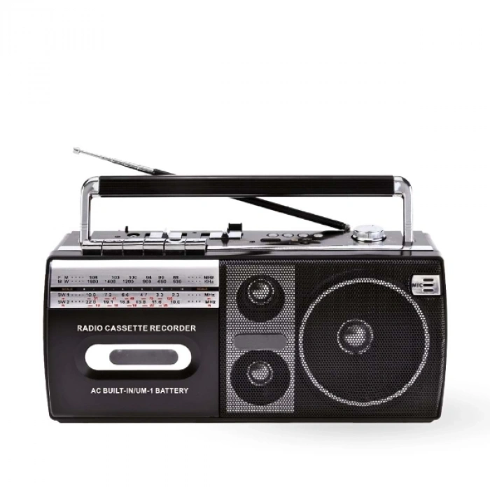 Siyah Kaset Çalar - Bluetooth USB TF AUX FM Özellikli