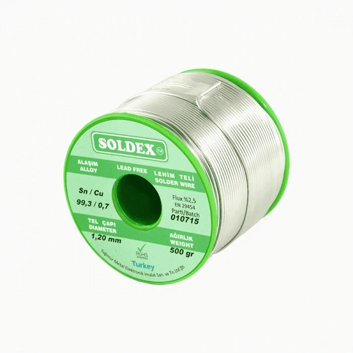 Soldex Sn:96.5 - Ag:3 - Cu:0.5, 500 Gr, 0.75 Mm - Gümüşlü Kurşunsuz Lehim Teli