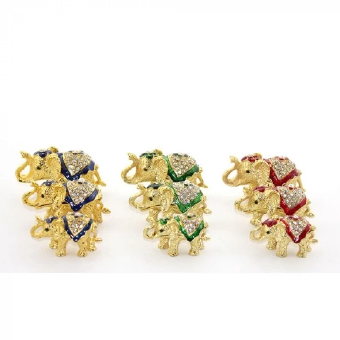 Swarovski Taşlı 3lü Fil Figürü Model 1