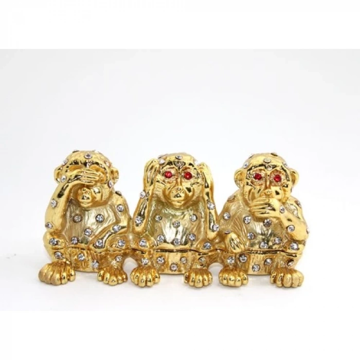 Swarovski Taşlı 3lü Maymun Seti