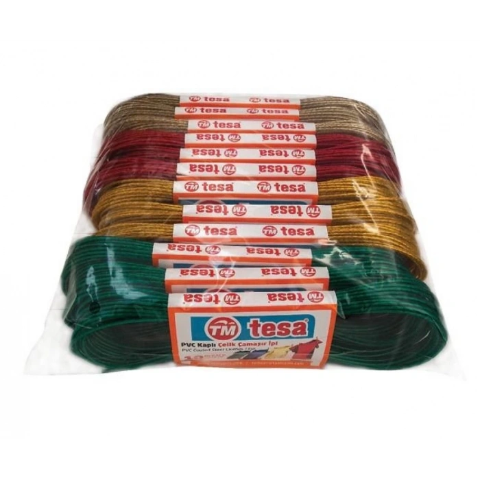 HEYF Temsan 12 Li Pvc Kaplama 10 Metre Çelik Çamaşır İpi