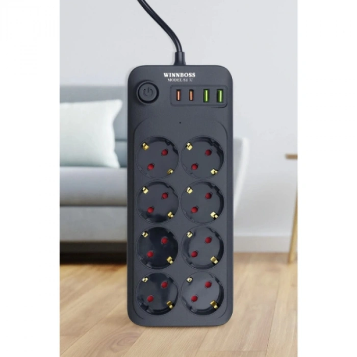 Termal Akım Korumalı 8 Prizli Uzatma Kablosu