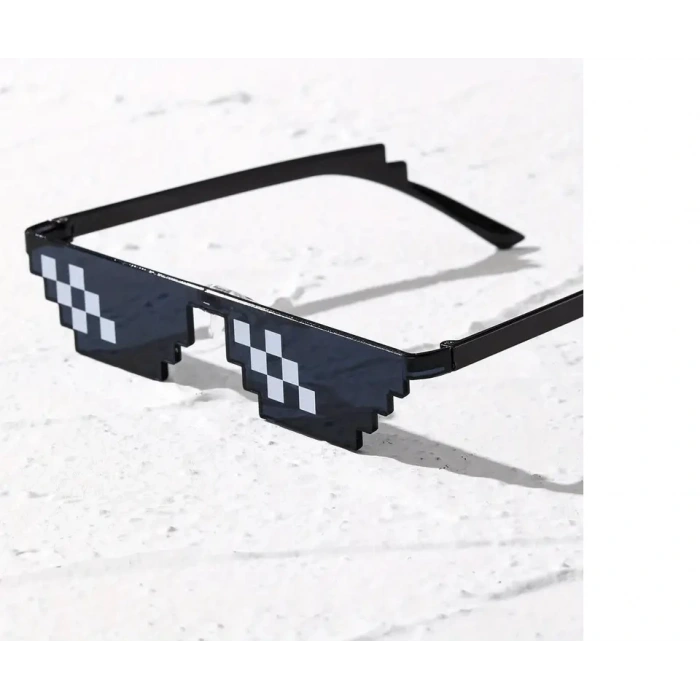 HEYF Thug Life Trend Güneş Gözlüğü Mozaik Siyah Kedi Gözlükleri