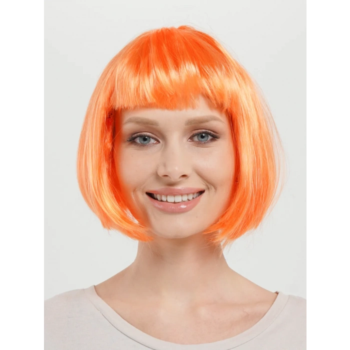 HEYF Turuncu Renk Küt Parti Peruğu Kısa Takma Saç