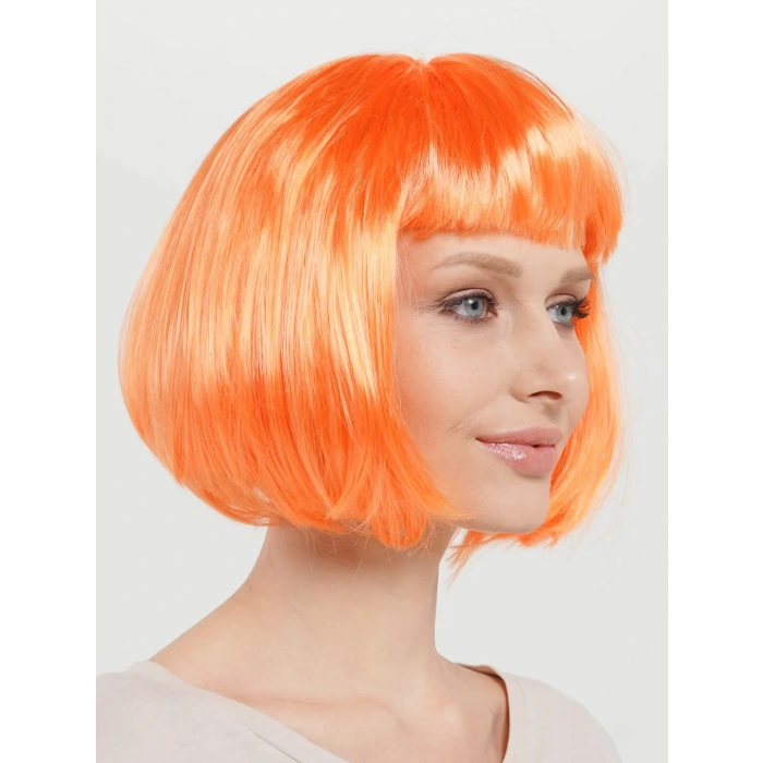 HEYF Turuncu Renk Parti Peruğu Küt Saç