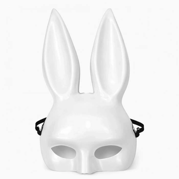 Uzun Kulaklı Beyaz Lüks Tavşan Maskesi