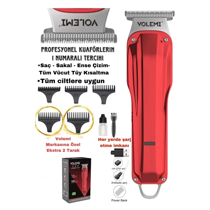 HEYF V-0085b Saç Sakal Ense Çizim Lazer Öncesi Kişisel Bakım Unisex Tıraş Makinesi