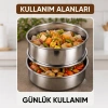 3lü Metal Sefer Tası - Paslanmaz Çelik - 16 cm