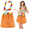 Hawaii Luau Aloha Turuncu Püsküllü 40 Cm Etek Ve Hawaii Kolye Seti
