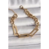 HEYF 316L Çelik Gold Renk 2Li Zincir Model Kadın Bileklik